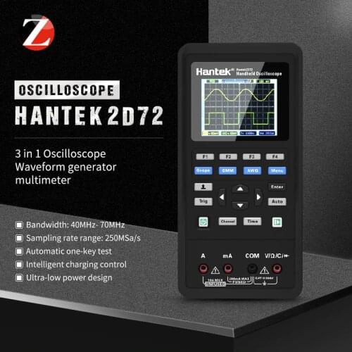 Hantek Digital Multimeter +Waveform Generator+Handheld Oscilloscope Portable 3in1 USB 2 Channel Best Tester Kit 40/70mhz