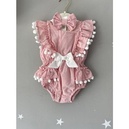 Jaju Baby, Pompom Girl Jumpsuit With Bow Headband