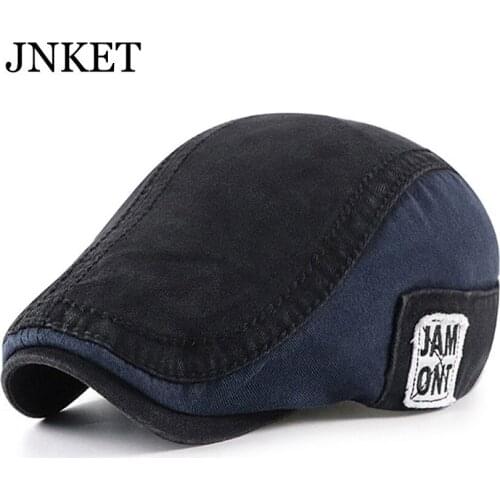 JNKET New Mens Cotton Flat Cap Adjustable Newsboy Hats Casual Duckbill Cap Driving Cap
