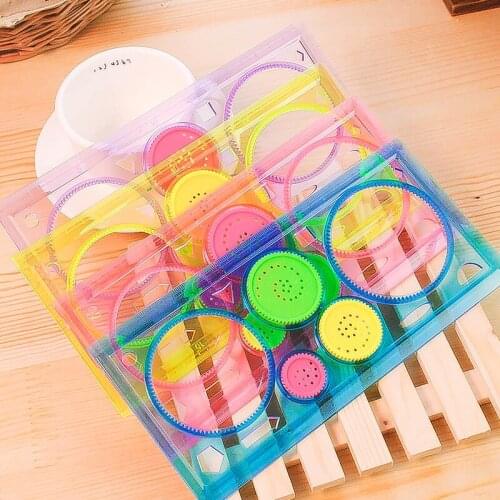 Painting Multi-function Interesting Puzzle Spirograph Children Drawing Plastic Ruler Can Improve Start Work Ability GK99