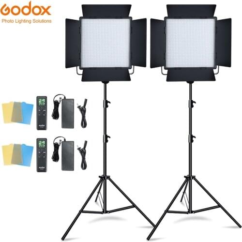 2PCS Godox LED1000W 5600K LED Light Kit with 2PCS 2.8m Light Stand Video Continuous Light Kit for Childrens Video
