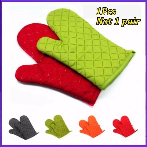 Kitchen Oven Mitts With Non-Slip Silicone Printed Cotton Glove 1pcs Heat Resistant Cooking Baking Grilling Tools