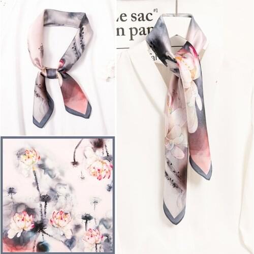 65*65cm Square Scarf Silk Neckerchief 100% Hangzhou Silk Kerchief Wraps for Ladies Printed Bandana Real Silk Square Neck Scarf