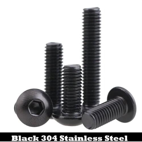 M4 M5 M4*25 M4x25 M4*30 M4x30 M5*8 M5x8 Black 304 Stainless Steel SS DIN7380 Bolt Hex Hexagon Socket Pan Round Button Head Screw