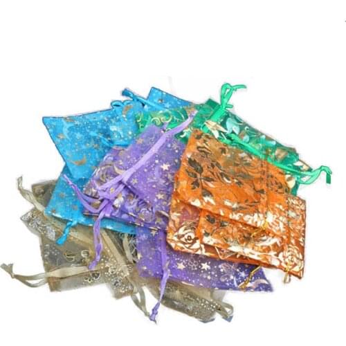 50 Pcs Mini Drawstring Organza Jewelry Pouch Gift Bags for Wedding Candy Pendant