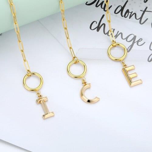 RXSMll 2021 Fashion Simple Letter Link Chain Necklace Round Choker Fashion Jewelry For Women And Girls Wholesale Accessories
