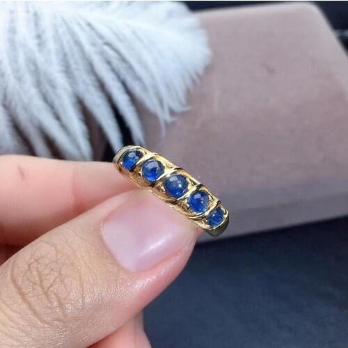 Fashion Row wave Natural blue Egg sapphire gem ring S925 silver natural gemstone ring girl women party gift fine jewelry