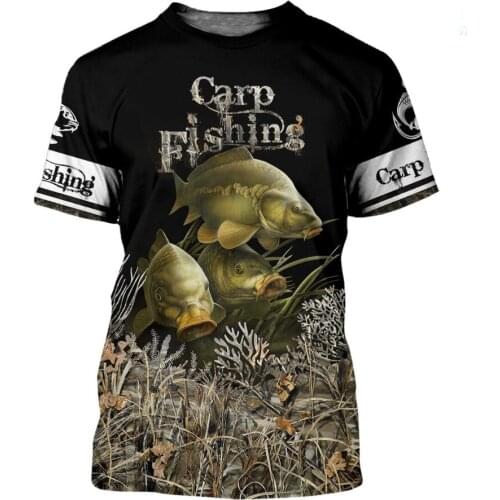 2021 Summer Fashion Men T shirt Carp Fishing / Hunting Deer and Bear 3D Printed T shirts Unisex Harajuku Shirt Casual Tee Tops