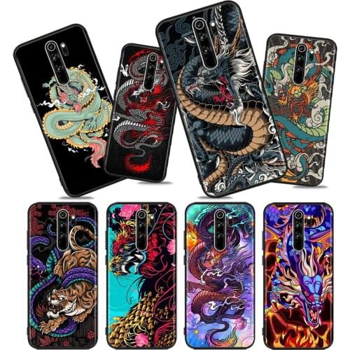Dragon pattern Soft TPU For Xiaomi Redmi Note10 10S 9T 9S 9 8T 8 7 6 5A 5 4 4X Prime Pro Max Black Phone Case