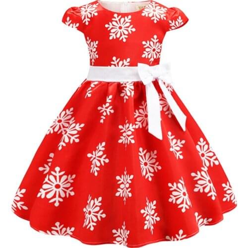 2020 New Childrens Clothing Girls Dress Hot Style Children Christmas Snowflake Print Princess Dress