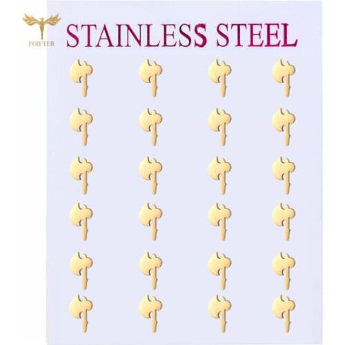 2021 New Jewelry Earrings Set Punk Axe Viking Earrings Girls Women Boys Gold Color Stainless Steel Stud Earrings Wholesale