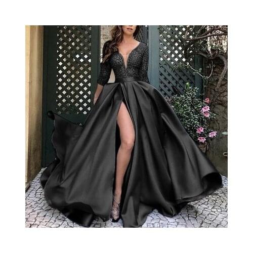 Spring And Autumn New European And American Womens Fashion Elegant Gilded Big Swing Sexy Long Dress Tailed Banquet Evening Dress