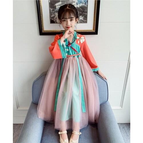 New spring and small children baby embroidery super fairy Han suit suit fashion ethnic style dress antique style princess dress