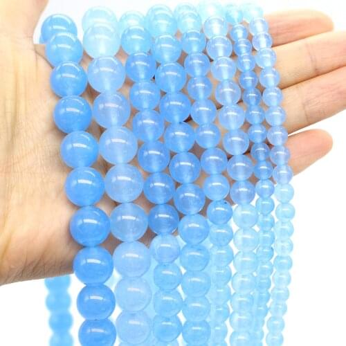 Oameusa Natural Sea Blue Chalcedony Agates Beads Stone Beads Loose Beads For Jewelry Making Spacer Beads Accessories Diy Make