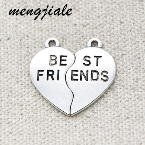 14PCS Wholesale Vintage Metal Best Friends Charms For Handmade Jewelry Findings DIY Craft Valentines Day gift