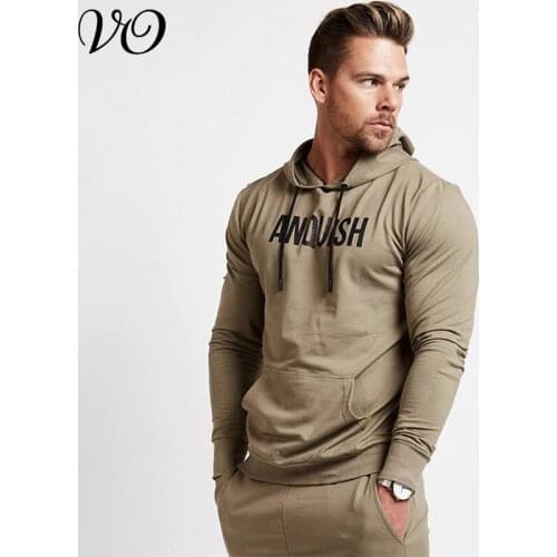 Autumn casual mens pullover streetwear fashion hoodie jogger fitness sportswear workout cotton mens clothing