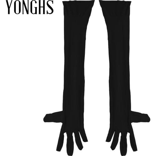 1 Pair Gloves for Adult Mens Glossy Stretchy Arm Length Gloves Party Club Stage Show Costume Accessories for Role Play Cosplay