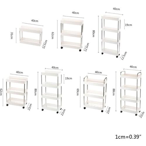 94PF 2/3/4 Tier Rolling Storage Cart Mobile Shelving Unit Organizer Slide Out Utility Cart Rack for Kitchen Bathroom Laundry