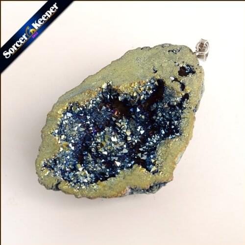 Natural Raw Mineral Crystal Pendant Druzy Drop Pendants Pendulum Chakra Natural Stone Pendants For Jewelry Making YS888