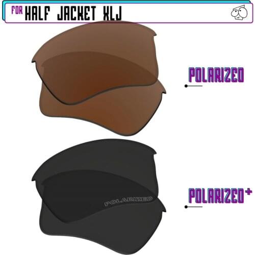 EZReplace Polarized Replacement Lenses for - Oakley Half Jacket XLJ Sunglasses - Black P Plus-Brown P