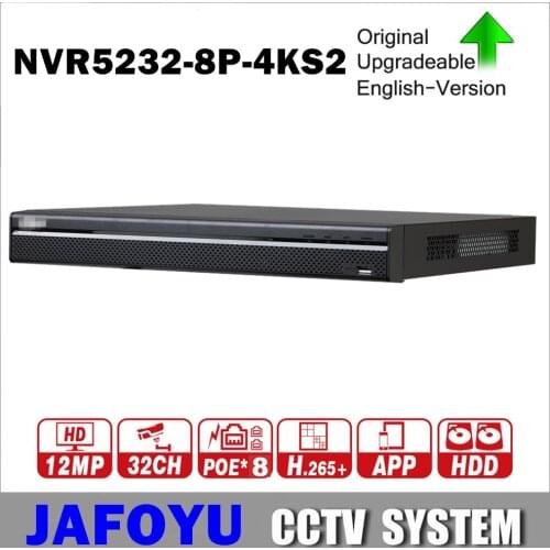 DH NVR5232-8P-4KS2 32Channel 1U 8PoE Port 4K H.265 Pro Network Video Recorder DHI-NVR5232-8P-4KS2 For CCTV System
