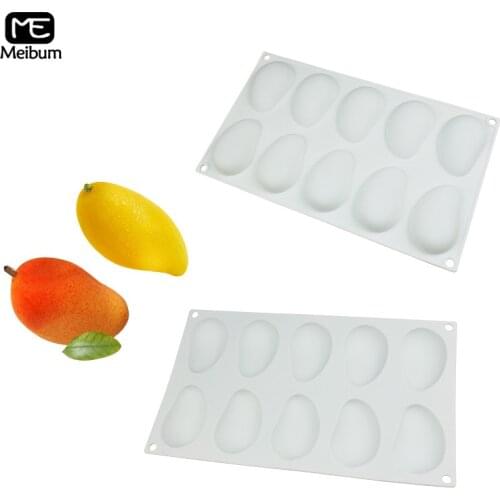 Meibum 10 Cavity Mango Shape Silicone Mold DIY Fruit Pastry Pudding Cake Mould Chocolate Dessert Modle Kitchen Baking Tools