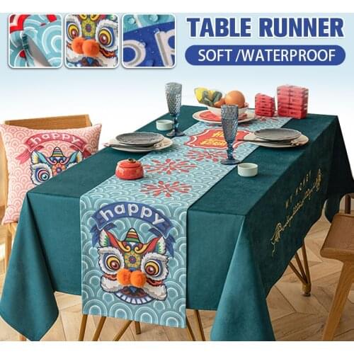 Modern Table Runner Chinese Fashion Style Painting Home Decoration Tiger Head Embroidered Table Runner for Wedding Hotel Dinner