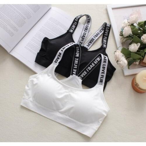 Letter Sport Bra Women Padded Shirt Shockproof Sexy Back Sports Bras Push Up Athletic Bras Fitness Wirefree Sports Top Bra