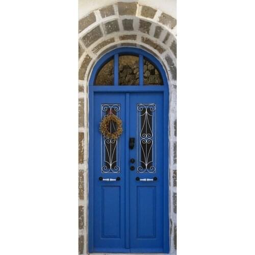 Vintage Door Sticker Self-adhesive Removable PVC Wallpaper Refrigerator Sticker Europe for Bedroom Home Decor 3D Festival Gift