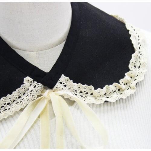 Vintage False Half Blouse Peter Pan Detachable fashion shirt Elegant pile beaded high fake collar Scottish woolen coat collar