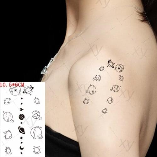 Waterproof Temporary Tattoo Sticker Star Sun Moon Universe Ins Fake Tattoos Flash Tatoos Arm Body Art for Women Men 10.5*6cm