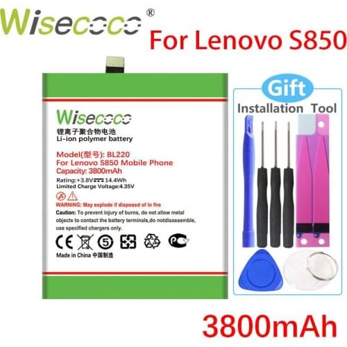 WISECOCO 3800mAh BL220 Battery For Lenovo S850 Mobile Phone+Tracking Number