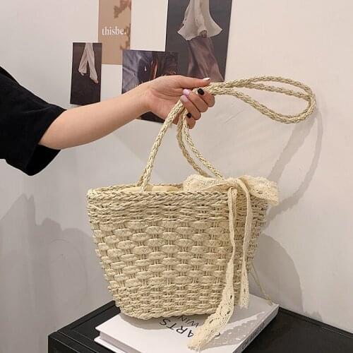 High Quality Women Small Straw Handbags Fashion Ladies Purse Summer Beach Shoulder Bag Designer Female Tote Messenger Bags New