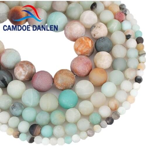 100% Natural Stone Matte Frost Amazonite Amazon Round Beads 4 6 8 10 12 14MM Diy Charms Beads For Jewelry Making Accessories