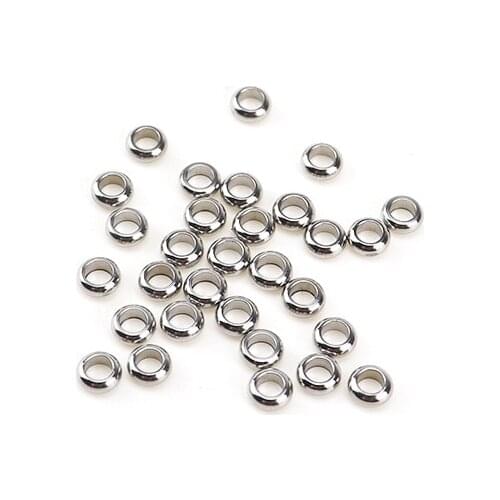 100pcs/lot 304 Stainless Steel Bead Rondelle Spacers 4 5 6 8mm with Big Hole Fit DIY European Jewelry Making Findings Supplier