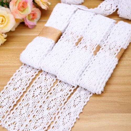 2Yard Wholesale Natural Lace Fabric Ribbon White Wedding Lace Cotton Trim Sewing Clothing DIY Embroidered Party Decoration 2.8cm