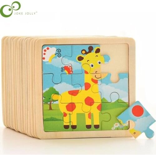 4PCS/lot 3D Wooden Jigsaw Puzzles for Children Kids Toys Cartoon Animal/Traffic Puzzles Baby Educational Puzles Wholesale GYH