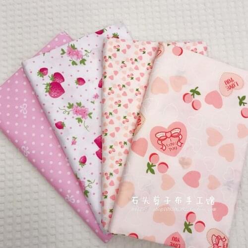 50*160cm Love Strawberry Pure Cotton Twill Printed Fabric DIY Handmade Bedding Pillowcase Tablecloth Curtain Cotton Fabric