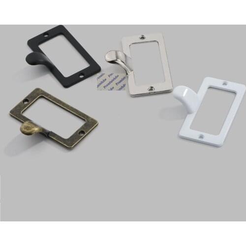 50Pcs Zinc Alloy Rectangle Library File Cabinet Drawer Index Card Tag Label Holder Metal Frame White Black Bronze Silver