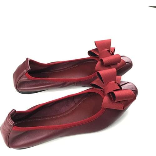 Leather Soft Soled Ballet Flat Shoes Large Size Womens Shoes Spring New Black Ladies Casual Shoes Maternity Shoes zapatos mujer