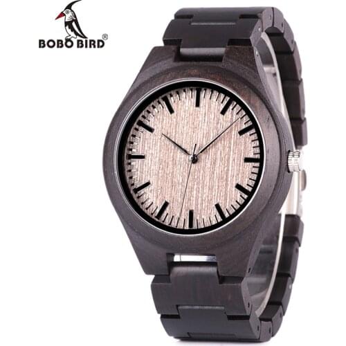 BOBO BIRD Women Quartz Wristwatch Retro Ebony Wood Watches High Quality Brand Designer C-dO08