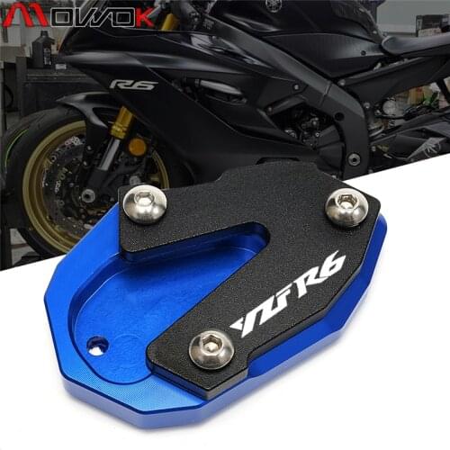 For YAMAHA YZF-R6 YZF R6 YZFR6 2017-2021 2020 Motorcycle CNC Kickstand Foot Side Stand Extension Pad Support Plate Enlarge Stand