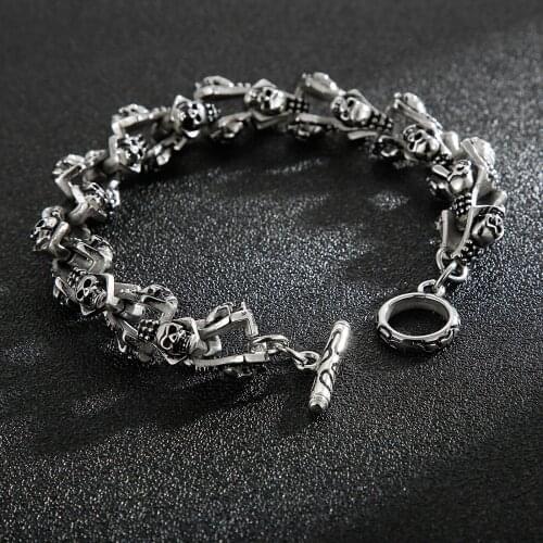 Jewels Store Gothic Skull Soldier Combination Chain Strange Mens Stainless Steel Bracelet Beautiful Jewelry For Man JS33854-D
