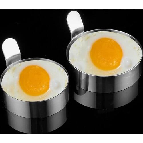 2 pc/ set Eggs Mold 7.5/9cm Fried Stainless Steel Eggs Ring Pancake Mould Egg Mold Cooking Kitchen Accessories DIY Baking Tools