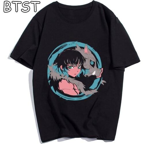 Inosuke Face Man T Shirt Funny Cartoon Anime Tshirt unisex Streetwear short sleeve cotton Tee Shirt Homme 2021