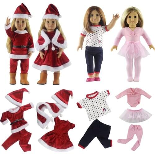 Hot sell! 4 set Leisure handmade dress clothes outfit Christmas gift present for 18 inch American Doll Toy clothes