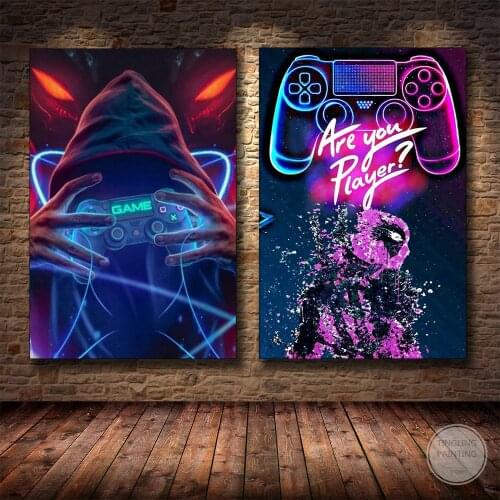 Game Handle Canvas Colorful Wall Art Prints Gamepad Poster Pictures Living Room Game Room Home Decor Gifts for Game Fans