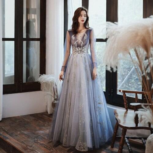 Lady Banquet Long Evening Dress Noble Slim Party-dress Celebrity Formal Fashion Elegant De Soiree Короткое вечернее
