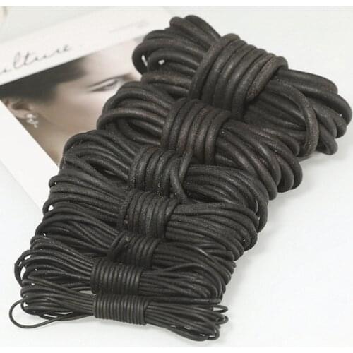 5m round cowhide rope 1 1.5 2 2.5 3 4 5 6 8mm black leather rope DIY bracelet jewelry making leather craft accessories