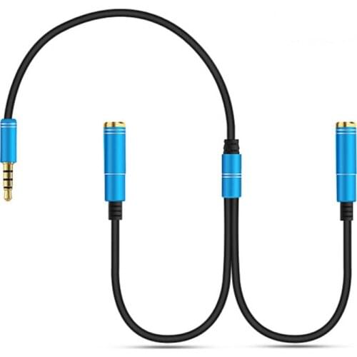 Lightweight Earphone Share Adapter Cord 3.5mm Audio Aux Male To 2 Female Headphone Extension Cable Splitter